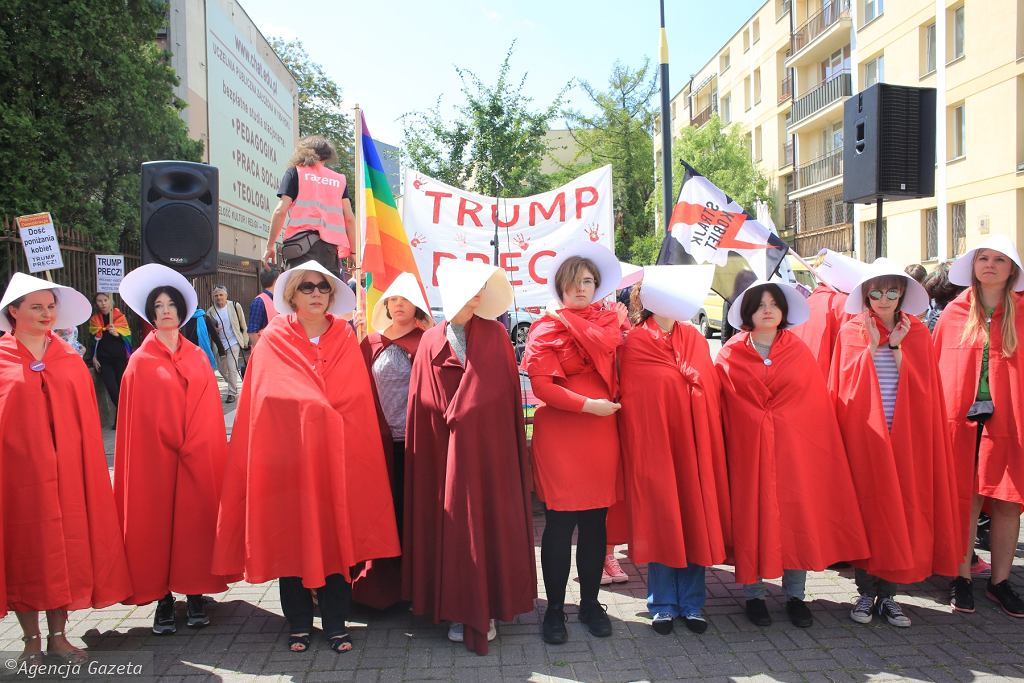 The demonstration organized in Warsaw, Poland by Razem, leftist political party to protest against visit of Donald Trump, July 6 2017